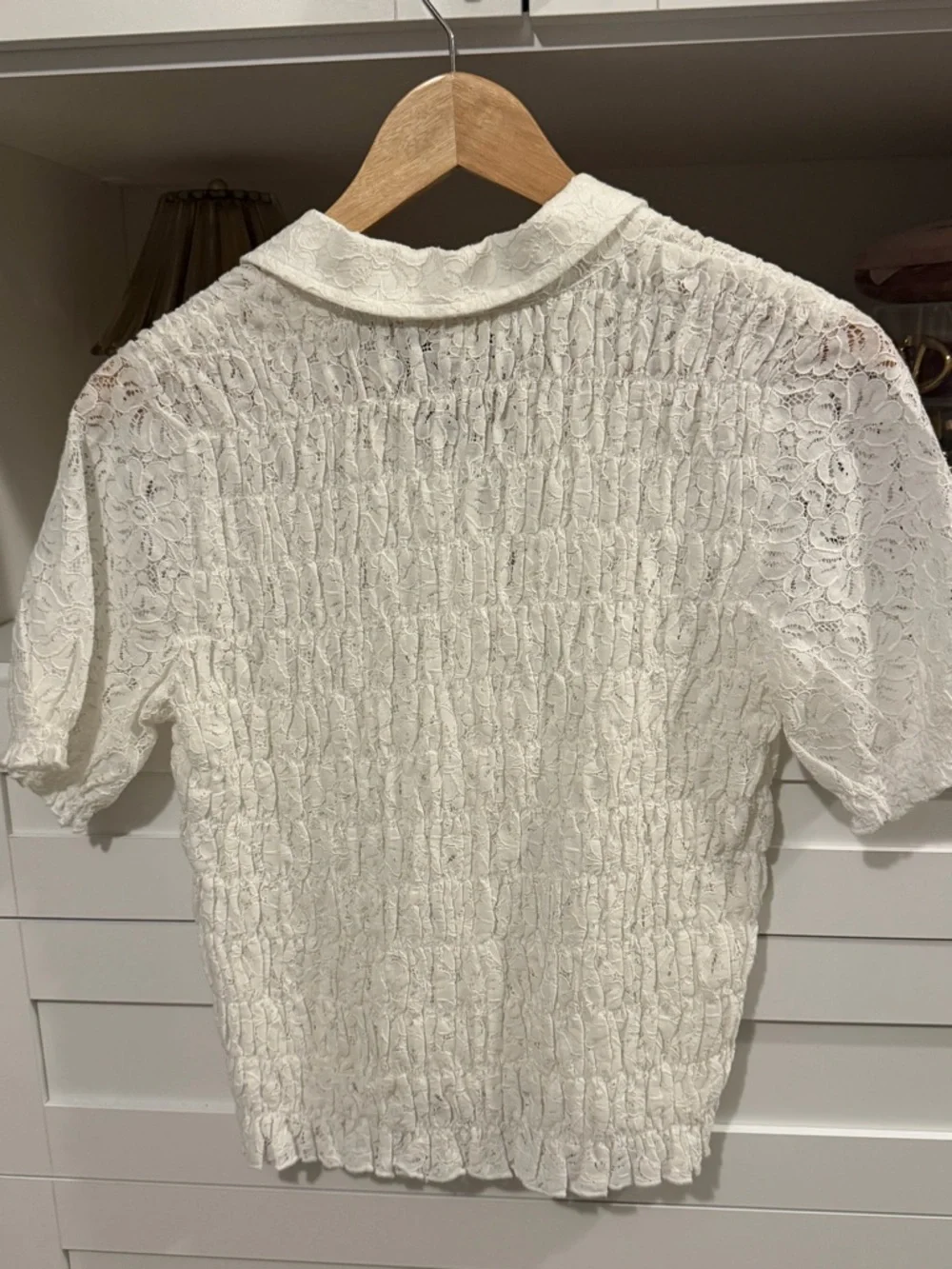 Lucky Brand Button-Front Lace Knit Short Sleeve Top - Picture 6 of 6